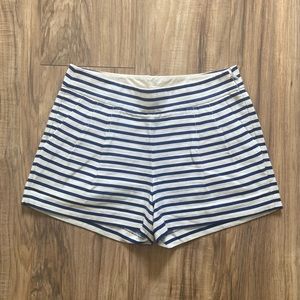 J Crew Nautical Pleated Stripe Cotton Linen Shorts